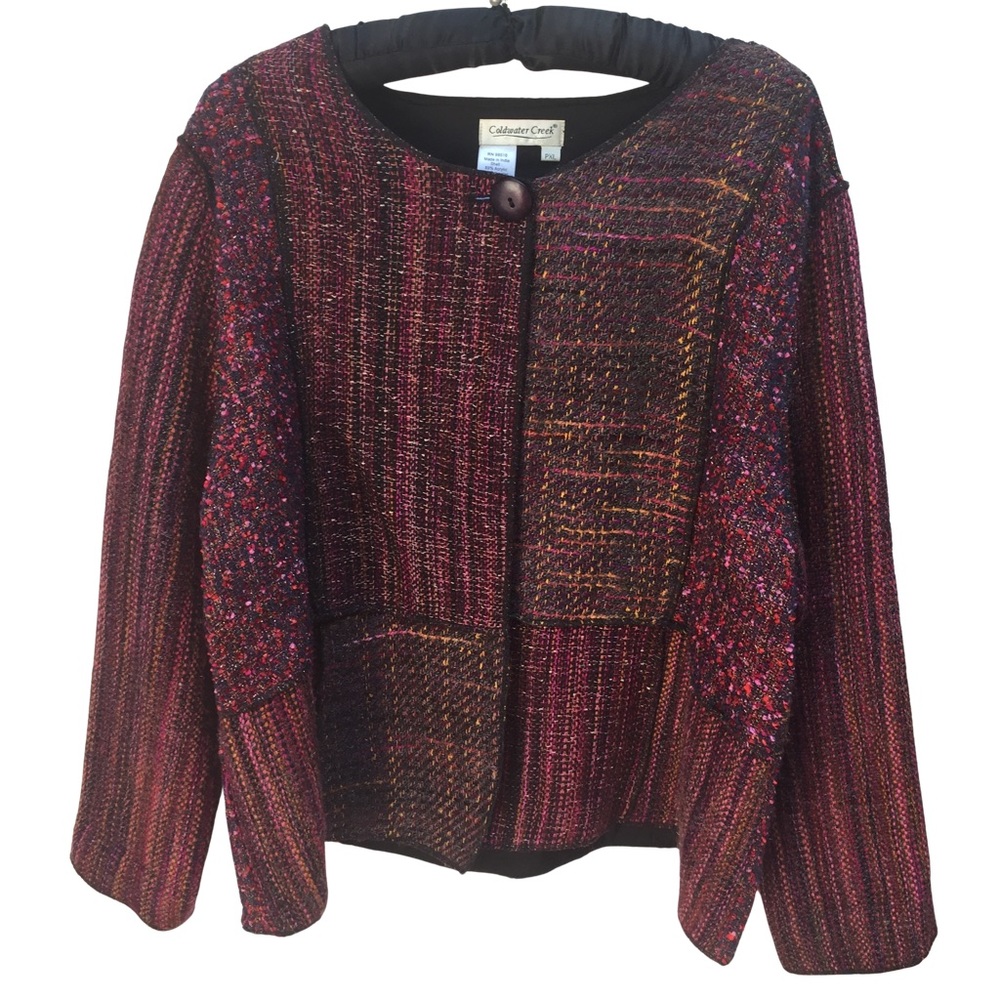 Coldwater Creek Patchwork Jacket One Button Close… - image 1